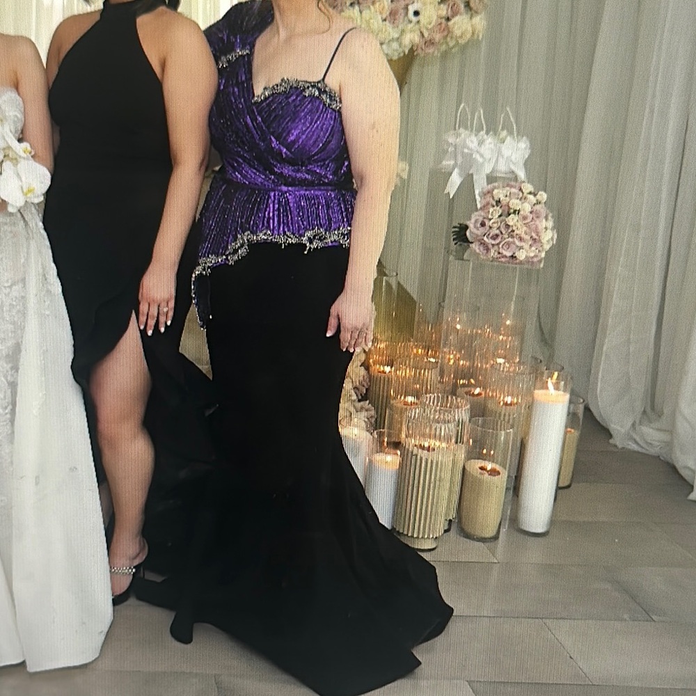 Elegant Purple and Black Evening Gown